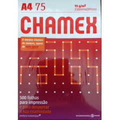 Papel A4 A-4 Chamex 75gr pacote 500 folhas branco sulfite | Office | Uso profissional | Resma 