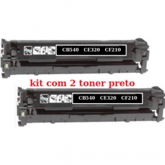 kit 2 Toner Compatível para hp CB540 CB 540A 540 125A, CE320 CE 320A 128A, CF210 CF 210A 131A cor preta