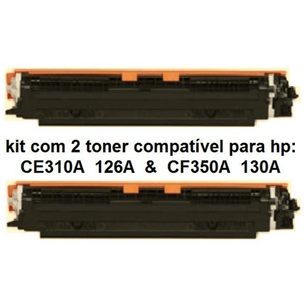 KIT 2 TONER COMPATÍVEL PARA HP CE310A CE 310A 126A CF350 CF 350A 130A PRETO CP1025 MFP M176 MFP M177